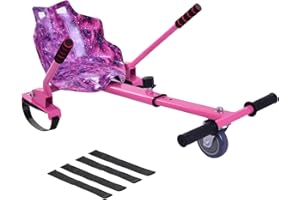 TRIOBLADE Hoverkart Galaxy Kart Attachment Adjustable Hoverboard Seat Go Kart Racer Frame Fits All Hoverboards Sizes - 6.5", 8" and 10",Pink/Blue/Purple (Galaxy Pink)