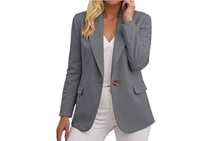 ECUNGWUA Blazer Femme Chic et Elegant Veste Manches Longues Classique Travail Blazers Décontracté Couleur Unie Tailleur Hauts Slim Fit Grande Taille Manteau
