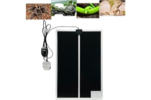 FIPASEN Reptile Heating Mat, Reptile Heating Pad with Temperature Adjustment for Reptiles Tortoise Snakes Lizard Gecko Hermit Crab Turtle Amphibians - Removable Terrarium Heat Mats(20W,16.5x11 inches)