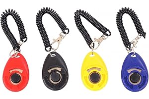 Oypla Multicoloured Pack of 4 Pet Dog Puppy Cat Training Clicker with Wrist Strap