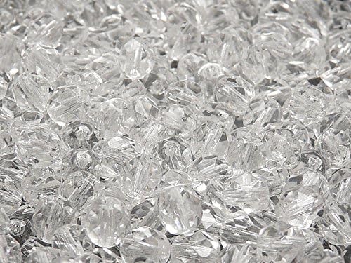 50pcs Czech Fire Polished Beads, Round 6 mm, Crystal Clear