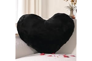 Yhoelata Cuscino Cuore, Nero Cuscino a Forma di Cuore, Peluche Cuore Cuscini Decorativi, Grande Cuscini per Divano, Cuscini Bambini Cuscino Letto, 37 * 47cm