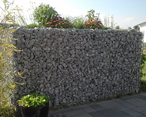 Gabiona | eckige Gabionenkörbe | befüllbare Steinkörbe | witterungsbeständige Gitter für Hochbeet | Gabionen Hochbeet | made in Germany | 130 x 80 x 80 cm - 2