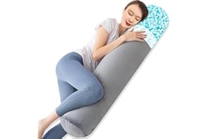 TaiBest Body Pillow, Memory Foam Round Body Pillows for Adults, Firm Long Bolster Pillow for Bed, Cylinder Tube Roll Pillow with Velvet Cover (Grey, 120x20)