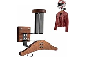 Jenmayt Support Casque Moto,Multifonction en Bois Accroche Mural Casque Moto,Support Mural pour Gilet Tactique,Maillots de Cyclisme,Le Stockage VêTements de Moto,Gain de Place