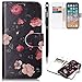 Produktbild Apple iPhone X Handyhülle,iPhone XS Hülle,WIWJ PU Cover Case Leder Flip Wallet Schutzhülle Stoßfest Bumper mit Kartenhalter Klappständer Magnetic Case Hülle Premium Schutzhülle Case[Gemalt zwei-in-one Kann Getrennt Werden Leder Case] Kreative Muster Design Bookstyle Tasche Flip Brieftasche Case Hülle für iPhone X/iPhone XS+1x Touch Stylus Pen-Kleine Blumen