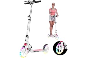 TEAMOOVE Scooter for kids ages 8-12 and Up, Quick Folding Handbrake Adult Scooter, Kick Scooters with Carry Strap and Height Adjustable, 200mm Big Wheel for Adults and teenagers 11-15