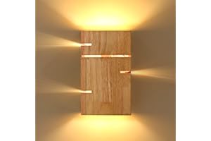 AANYHOH Vintage Lampa ścienna drewniany, przemysłowa lamp ściennych retro, oświetlenie wewnętrzne E27, 10W ciepłe światło 3000K, nadaje się do sypialni, salonu, przedpokoju, klatki schodowej, Z żarówką LED