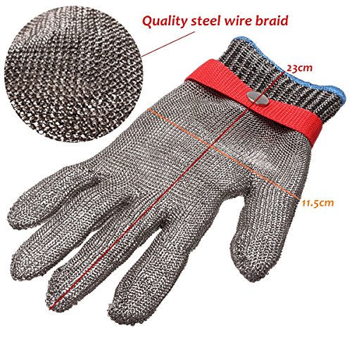 Schnittschutzhandschuhe, GOCHANGE Lebensmittelecht Schnittfeste Handschuhe, Sicherheit aus Edelstahl Metallgewebe Handschuh - 7