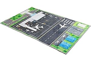 Rururug Kids Carpet Play mat, Airport runway plane Kids Rugs For Playroom & Kid Bedroom, Soft Foldable Room Decor rug 120x160(3ft11 x5ft3)