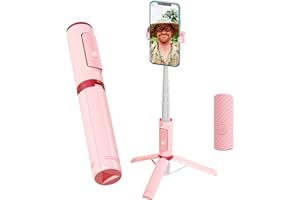 COLORLIZARD CellphoneTripod with Remote, Aluminum Alloy Selfie Stick Tripod, Best Foldable Mini Extendable Tripod Stand 270° Rotation Compatible with iPhone (Pink)