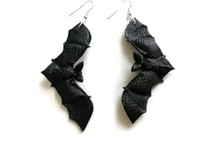 orecchini Miniblings pipistrello nero - Gioielli fatto a mano Halloween I succhiasangue pipistrello vampiro Spooky Spaventoso Creepy Orrore gancio orecchino - argento orecchini