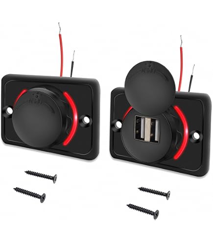 2 Prese Caricabatterie Auto Doppia USB 4.8A Con Interruttore E LED Blu: 12V/24V, Ricarica Rapida, Impermeabile Per Camper, Moto, Barca - 3