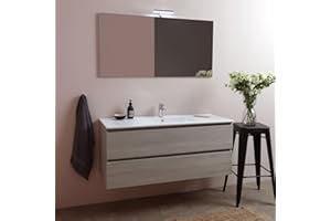 Kiamami Valentina Mobile bagno sospeso 120cm olmo leone con lavabo singolo e specchio Berlin