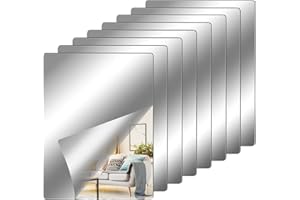 QUOTRE 8 sztuk arkuszy lustrzanych, 30 x 21 cm, samoprzylepne, elastyczne, bez szkła, lustro, naklejki ścienne | grubość 1 mm | elastyczne folie lustrzane do dekoracji domu i łazienki