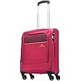 Aristocrat Oasis Plus Cabin Size Soft Luggage (55 Cm)|Spacious Polyester Trolley with 4 Spinner Wheels and Combination Lock|Dazzling Red|Unisex|5 Year Warranty