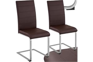 ‎TECTAKE tectake® 2er Set Esszimmerstühle modern, ergonomischer Stuhl für Esszimmer, Besucherstuhl, Möbel für Küche, Esstisch, Küchenstühle, Freischwinger Essstühle, hohe Rückenlehne - Cappuccino