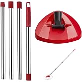 Replacement Triangular Rotating Mop 1 Set Red Base + Stainless Steel Handle Adjustable 76-147 cm Floor Cleaning System Compat