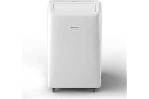 Hisense, APH12QC, Climatizzatore Portatile,12000BTU/h, 3.5kW/2.9kW, 4-in-1 (Raffrescamento, Riscaldamento, Ventilazione, Deumidificazione), 63dB, LED Display, Timer 24h, Telecomando