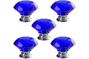 FBSHOP(TM) 5 PCS 30mm Blau Kristallglas Diamant Form Türknauf/MöbelKnopf/Möbelgriffe für Küche Schränke, Kleiderschrank, Kommode, Schublade,Schranktür Schlafzimmer und Badezimmer KinderZimmer Dekor etc.