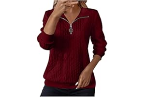 KUIH Sweatshirts for Women Cable Knit Jumpers Lapel Half Zip Pullover Ladies Thermal Sweatshirt Long Sleeve Tops Winter Autumn Sweaters Warm Tunics for Office Work Daily Going Out Wear