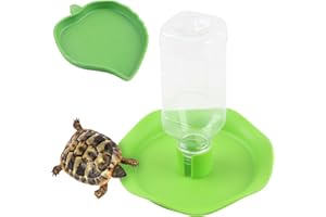 Taozoey Distributore di Acqua per Rettili, Set di 2 Abbeveratoio Tartarughe di Terra, Alimentatore Automatico + Ciotola per Cibo, Accessori per Rettili per Tartaruga, Lucertola, Criceto, Serpente