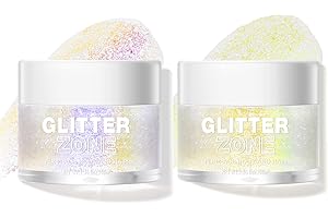 LANGMANNI Holografischer Körper Glitter Gel/Lidschatten Kosmetik-Grade für Körper,Gesicht,Haar und Lippe.Farbveränderndes Glitter Gel unter Licht. -1.35 oz (3# Neon Violet+4# Sapphire Blue)