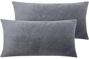 ‎SOIFOX Soifox 2er Set Kissenbezug 40 x 80 Grau Samt Zierkissenbezüge Superweich Flauschig Kuschelig Kissenbezüge Dekorative Deko Kissen Sofakissen Lendenkissen Wurfkissenbezug Schlafzimmer Kissenhülle