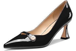 NobleOnly Mujer Medio Heel Puntiaguada Punta Slip-on Perlas Dress Pumps Glitter Casual Zapatos 6 CM Heels