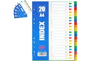 AZKEEGREY 5 Pack Plastic File Dividers A4 A-Z Dividers for Lever Arch Files 21 Part, A to Z Multi Punched Index Dividers