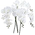 UNIQU 4 Pcs 42" Artificial Orchid Real Touch Latex Phalaenopsis Orchid Stem Bouquets Artificial Flowers for Wedding Party Home Garden Decor (White)