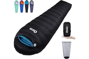 QEZER Down Sleeping Bag 4 Season, Lightweight Winter Sleeping Bag 0 Degree to -12 Degree for Adults and Kid Camping, Hiking and Backpacking Outdoor Filled 600+FP Down