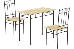 LafeuR Essgruppe 3-teilig, Küchentisch-Set Esszimmertisch mit Stühlen für Esszimmer, Küche, Wohnzimmer, Buche
