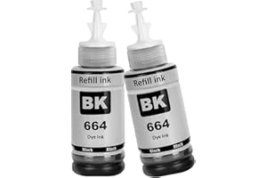 SHUOLEI 664 Ink Compatible with epson 664 T664 Refill Ink Bottle Multipack for ET-2500 ET-2550 ET-2600 ET-2650 ET-3600 ET-4500 ET-4550 ET-14000 ET-15000 ET-16500 L100 L110 L200 L210(Black x 2)