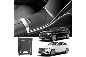 BRAVEKING1 Adhesivo de Cuero para Panel de Consola Central Kit de cubierta de Decoración para Mercedes-Benz GLC Class X254 GLC260 GLC300 GLC300e AMG GLC 43 Coupe 2023 2024 Interiores Accesorios(Black)
