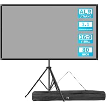 Tela Proiettore Portatile 80 Pollici 16:9 – Fibra Di Vetro, 4K/8K E 3D, Altezza Regolabile, Per Home Theater E Ufficio