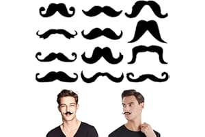 Bzzerumy 12 bigote para pegar – Barba falsa para disfraz mexicano, barba falsa, barba para pegar, bigote para pegar, barba falsa, bigote para pegar, Negro , L