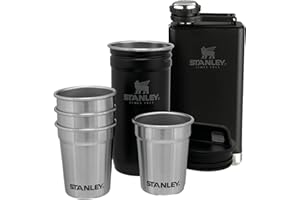 Stanley Adventure Pre-Party Shot Glass + Flask Set - Acciaio Inossidabile Senza BPA - Borraccia in Acciaio Inossidabile - Set regalo - Lavabili in Lavastoviglie