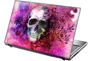 15.6 INCH TAYLORHE SKINS TaylorHe 13-14 inch Laptop Skin Vinyl Decal with Colorful Patterns and Leather Effect Laminate MADE IN England Pink Skull with Flowers
