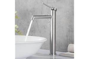 SHANFO Rubinetto Bagno Lavabo Alto,Miscelatore Monocomando per Lavabo,Fredda e Calda Regolabile Rubinetto per Lavabo Bagno,M2OK-T