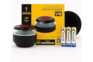 DK HOME Luz de Emergencia Baliza V16 Geolocalizada, Homologada por DGT con Conectividad IoT, Datos Incluidos hasta 2038, Base Magnética, pilas incluidas Una Unidad