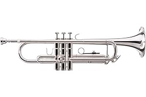 Classic Cantabile TR-40S Trompette Sib (pavillon 125 mm, pistons inox, coulisse en maillechort, étui, embouchure) argentée