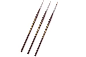 WLOT Kolinsky Sable Fine Detail Paint Brushes - 3pcs Detail Paint Brushes for Acrylic Watercor, Small Miniature Paint Brush Set Use for Warhammer,Mini Paints,Paint by Number,Figurine (00 0 1)