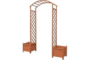 Melko Arco per rose in legno, 179 x 206 cm, con 2 fioriere