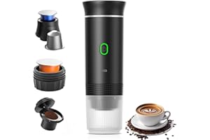 Aischens Macchina da Caffè Espresso Portatile Mini,60ml Caffettiera Elettrica Riscaldata per Auto con USB-C,Compatibile con Capsule NS e Caffè Macinato,Caffè Compatta per Campeggio,Escursionismo