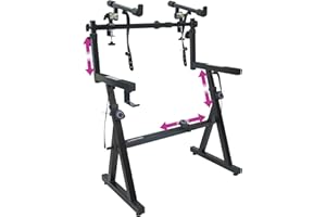 LIQUID STANDS Dual Piano Keyboard Stand with 2nd Tier - Z Style Adjustable and Portable 2 Tier Heavy Duty Music Stand for Synths and Electric Digital Keyboards - Fits 54 61 88 Key Pianos