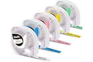 Cinta para la máquina de etiquetas Goknu compatible con las recargas Phomemo P12 y Dymo Letratag Maker LT-100H, LT-100T, LT-110T para uso en interiores y exteriores, negro sobre multicolor 12 mm x 4 m