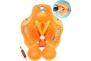 HONGCI Baby Schwimmring Baby Float Schwimmreifen mit Pumpe, Baby Schwimmen Ring Baby Schwimmhilfe Kinder Schwimmring Aufblasbarer Einstellbare Life Boje Schwimmtrainer für Baby (6-36 Monaten,L)