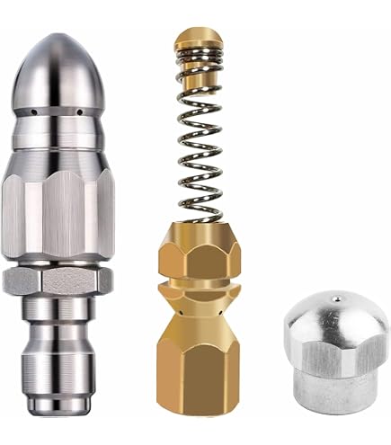 Ugello Per Idropulitrice 1/4'' In Acciaio Inox Per Pulizia Tubi E Fognature – Angolazione Regolabile