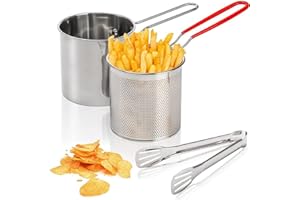 Tagtight Friteuse à Frites et Panier Acier Inoxydable, Friteuse Tempura Japonaise Poêle à Frire, Casseroles à Frites, Petite Batterie de Cuisine, Friteuse domestique pour Poulet, Poisson Séché, Frites